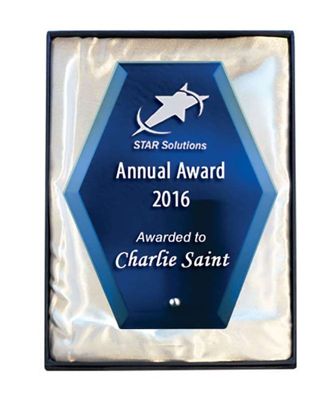 Vidrio láser Hexágono-Azul