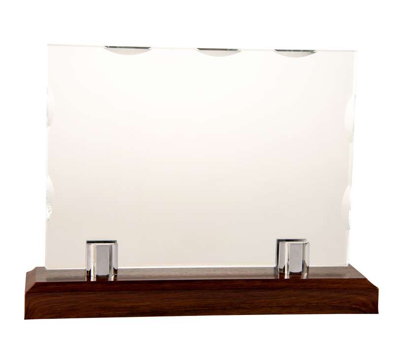 Base de cristal/madera