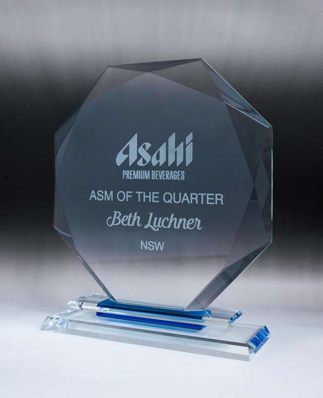 Octógono de cristal aguamarina