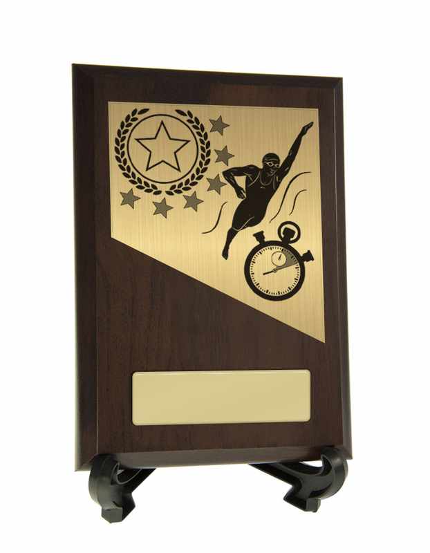 Placa con adornos de natación