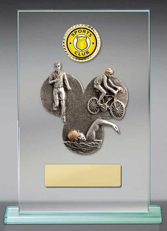 Tema de triatlón en vidrio