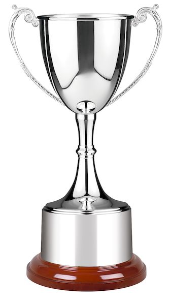 Cazoleta plateada cuello integrado base de madera incluida