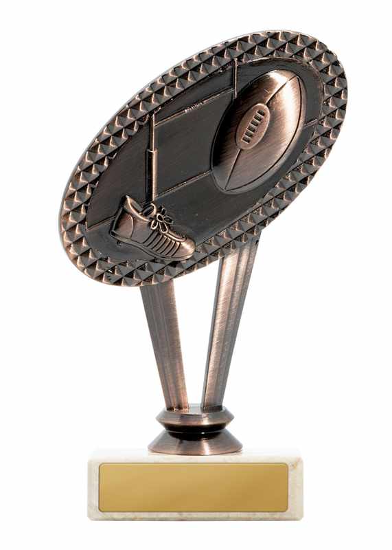 Base metálica con tema de rugby